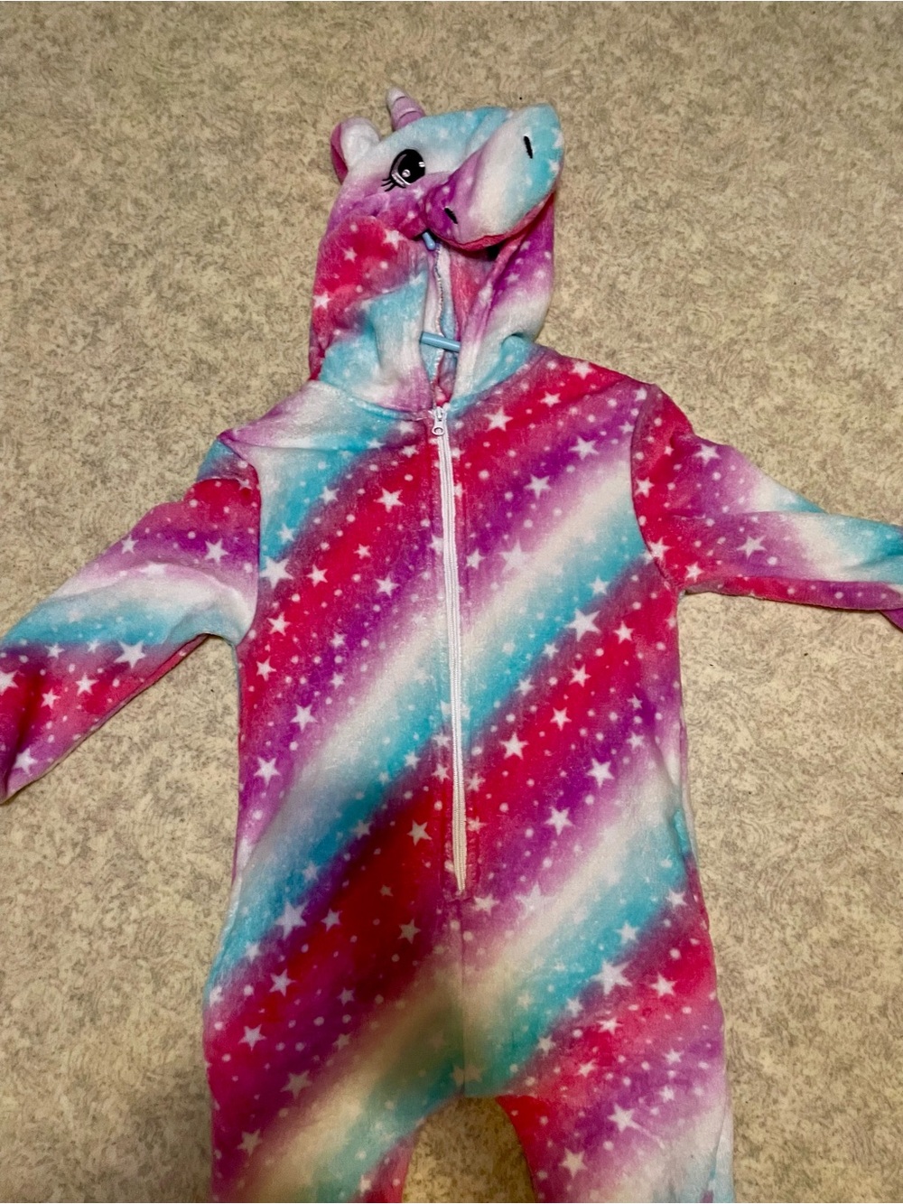 Kids Unicorn Star Rainbow Fleece Pajamas - Pink Blue Purple